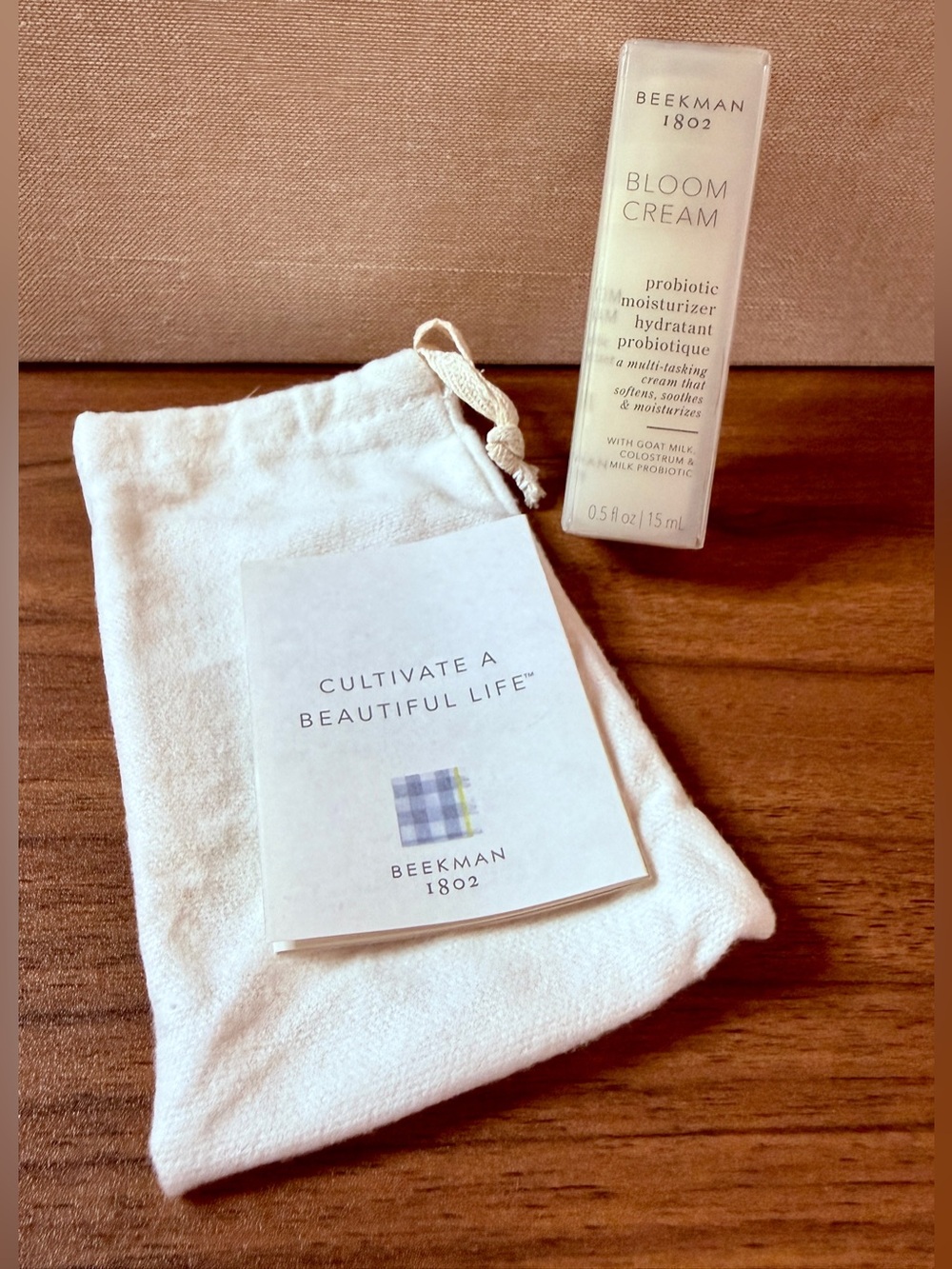 Beekman 1802 Bloom Cream Daily Moisturizer w/ Carry Bag  0.5oz Travel Mini (NEW)